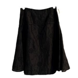 Vintage Carole Little Skirt Size 8 Black Embroidered Eyelet A-Line Fully Lined